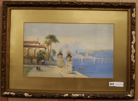 F. Catano, watercolour, Italian lake scene, signed, 29 x 48cm